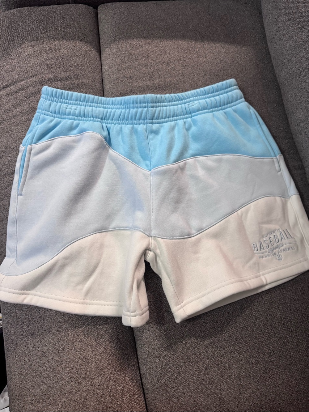 Kids Colorblock Light Blue & White Athletic Shorts